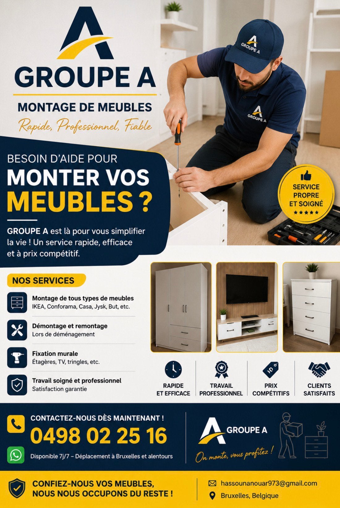 Montage de meuble, Enlèvement ou Envoi, Comme neuf