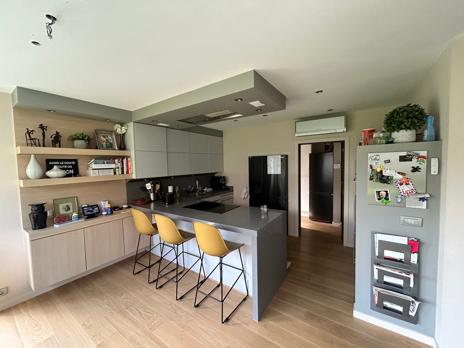 Grijze Siematic keuken met toestellen - gedemonteerd, Huis en Inrichting, Ophalen, Gebruikt, Met kookeiland, Graniet of Steen