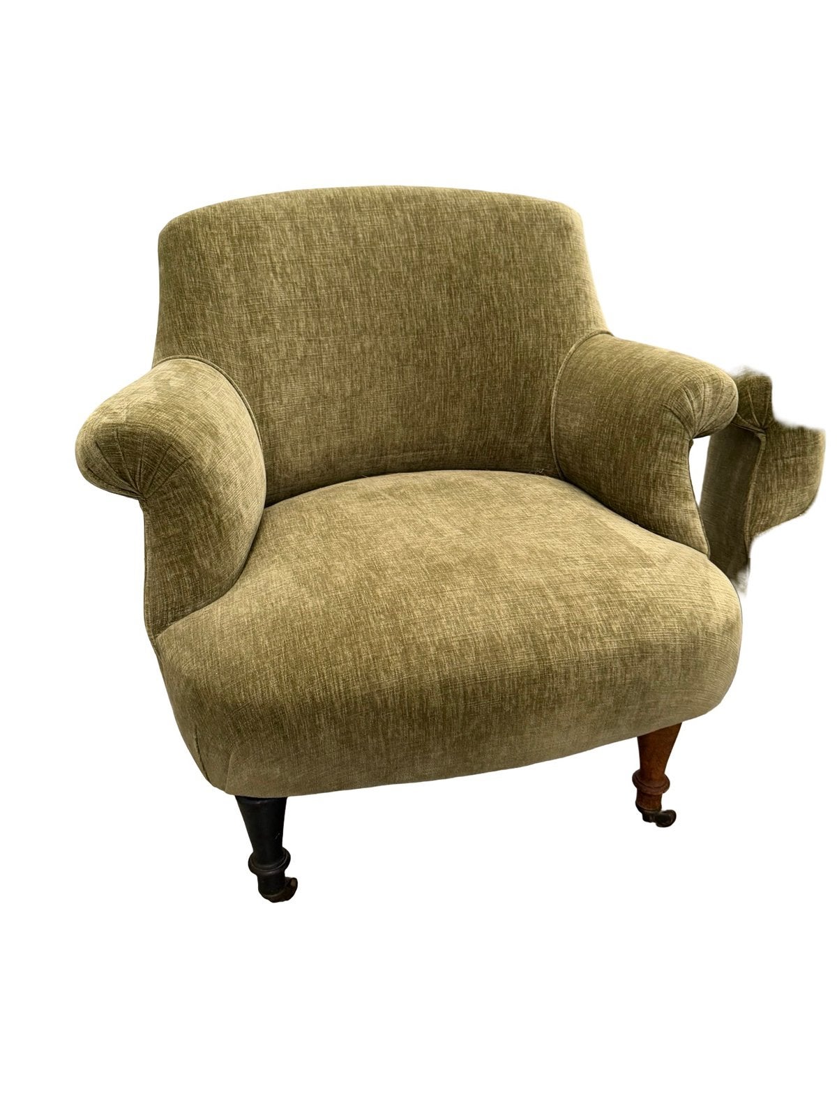 Paire de fauteuils anglais anciens XIXe – Tissu vert, Enlèvement, Utilisé, /, /