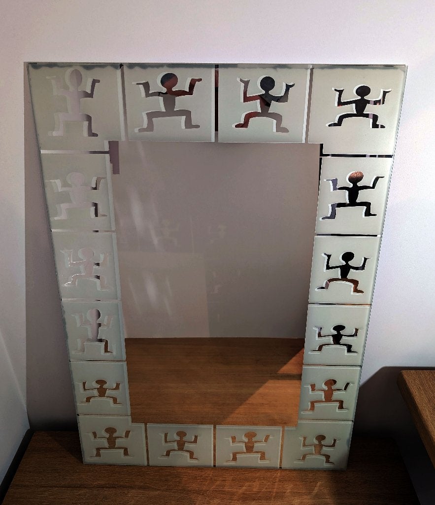 Spiegel in Keith Haring-stijl, Gebruikt, Verzenden, Minder dan 100 cm, Rechthoekig