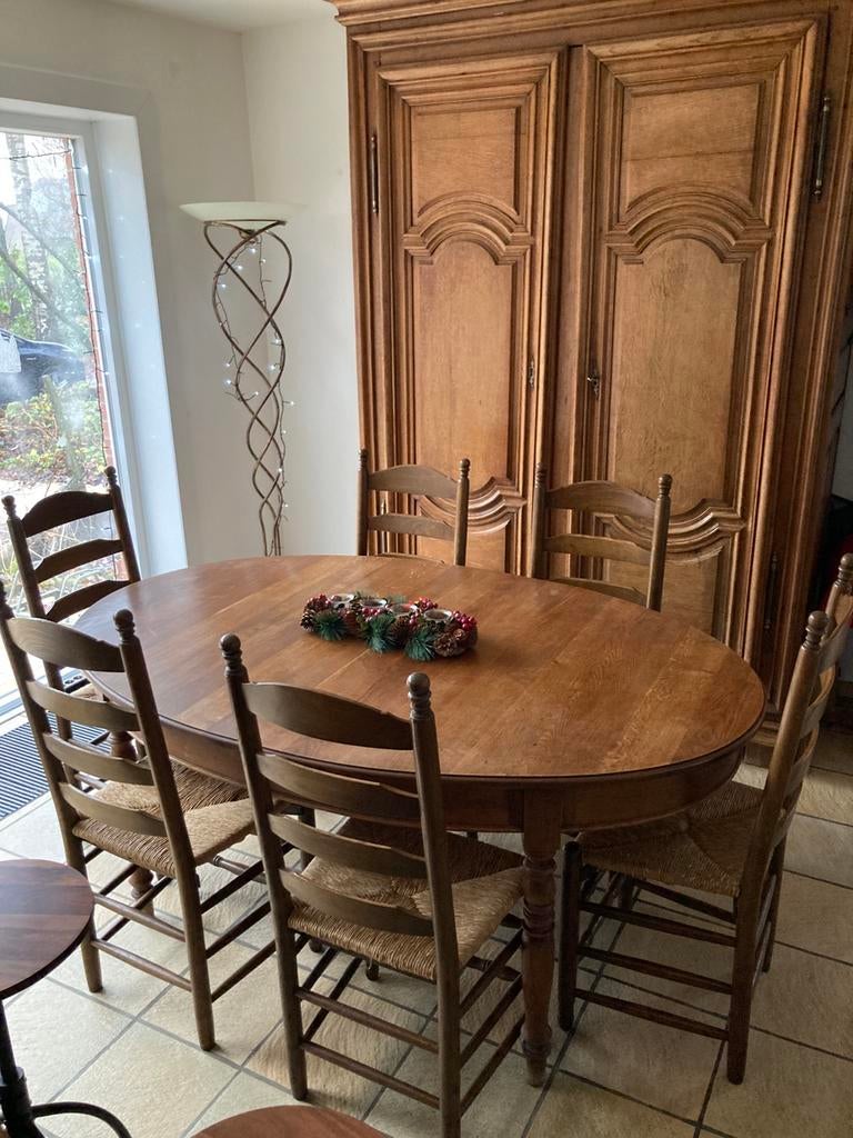 Table en chêne & 6 chaises, Enlèvement, Comme neuf, Ovale, Chêne