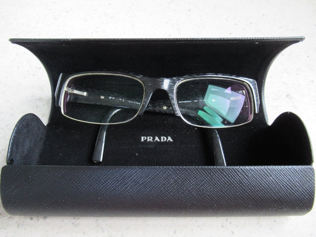 bril PRADA-bril-PRADA-met brilkoker-dames-authentiek-VINTAGE, Ophalen of Verzenden, Zo goed als nieuw, Bril, Prada