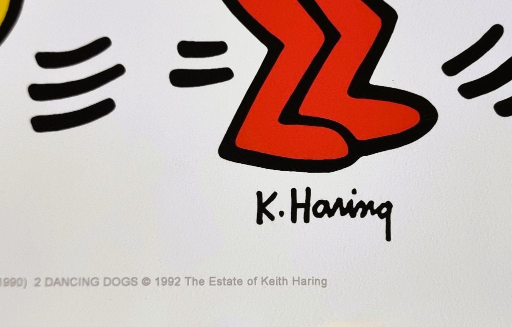 Keith Haring "Dancing Dogs" Officiële Pop Art print., Ophalen of Verzenden, Portret en Figuren, Giclee
