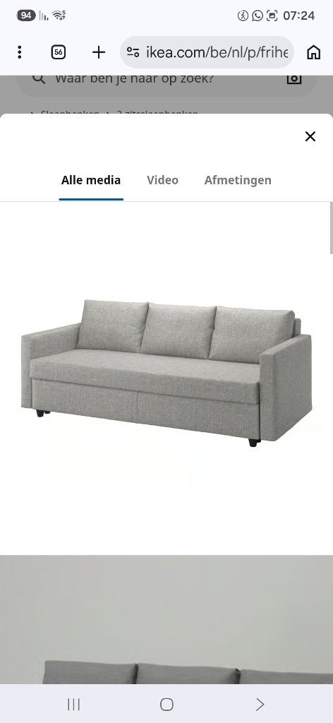 Sofa om te bouwen tot een tweepersoonsbed, Ikea,grijs,gratis, Ophalen, Gebruikt, Tweepersoons, Grijs