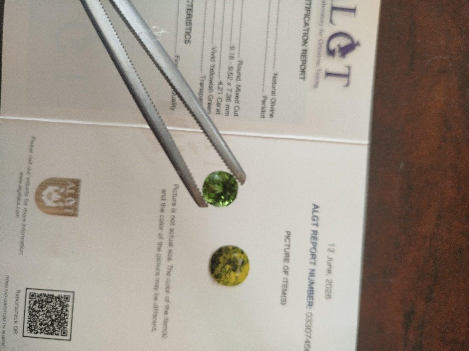 natural olivine peridot 4,21 ct, Bijoux, Sacs & Beauté, Enlèvement ou Envoi