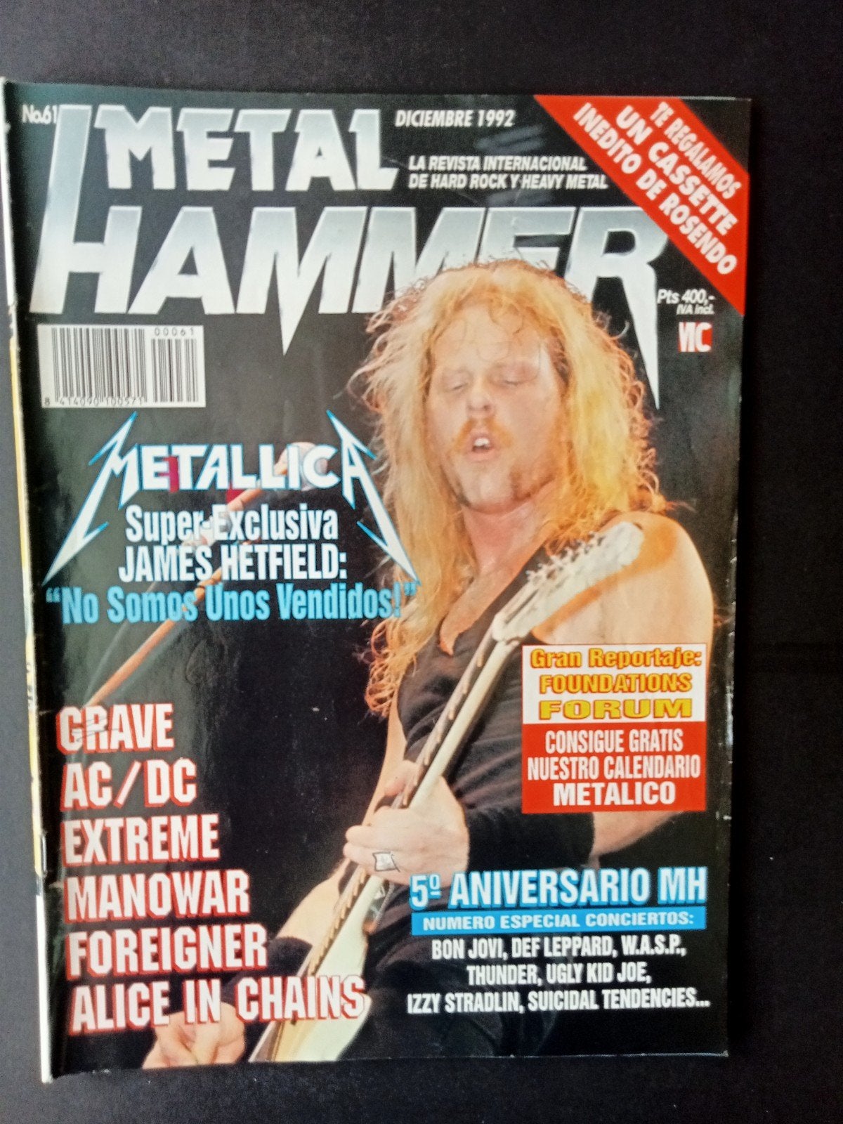 Metallica, magazine Spain Metal Hammer 1992, CD & DVD, Vinyles | Hardrock & Metal, Enlèvement ou Envoi, Metal