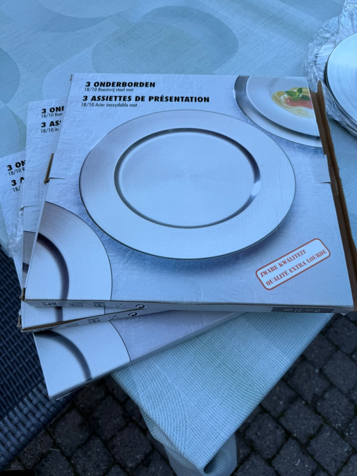 9 onderborden in inox roesvrij staal, Ophalen, Nieuw