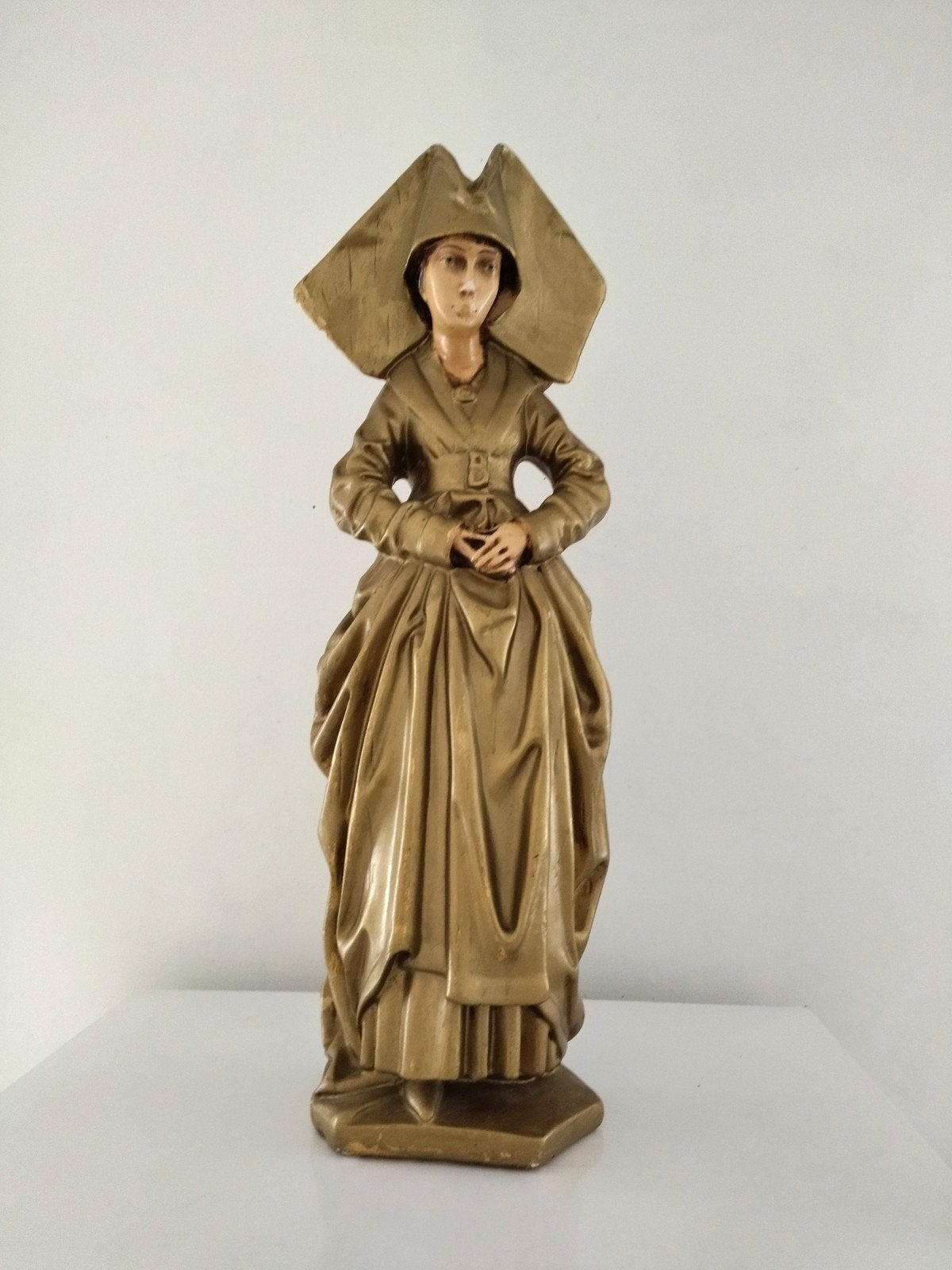 Grande statue "Marie de Bourgogne" en plâtre d'art patiné, Antiquités & Art, Enlèvement ou Envoi