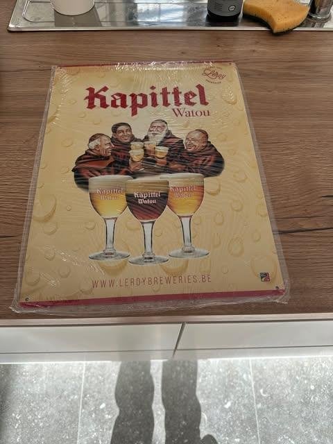 Kapittel Watou reclame bord metaal in blister Lroy breweries, Ophalen, Nieuw, Reclamebord, Plaat of Schild, Overige merken