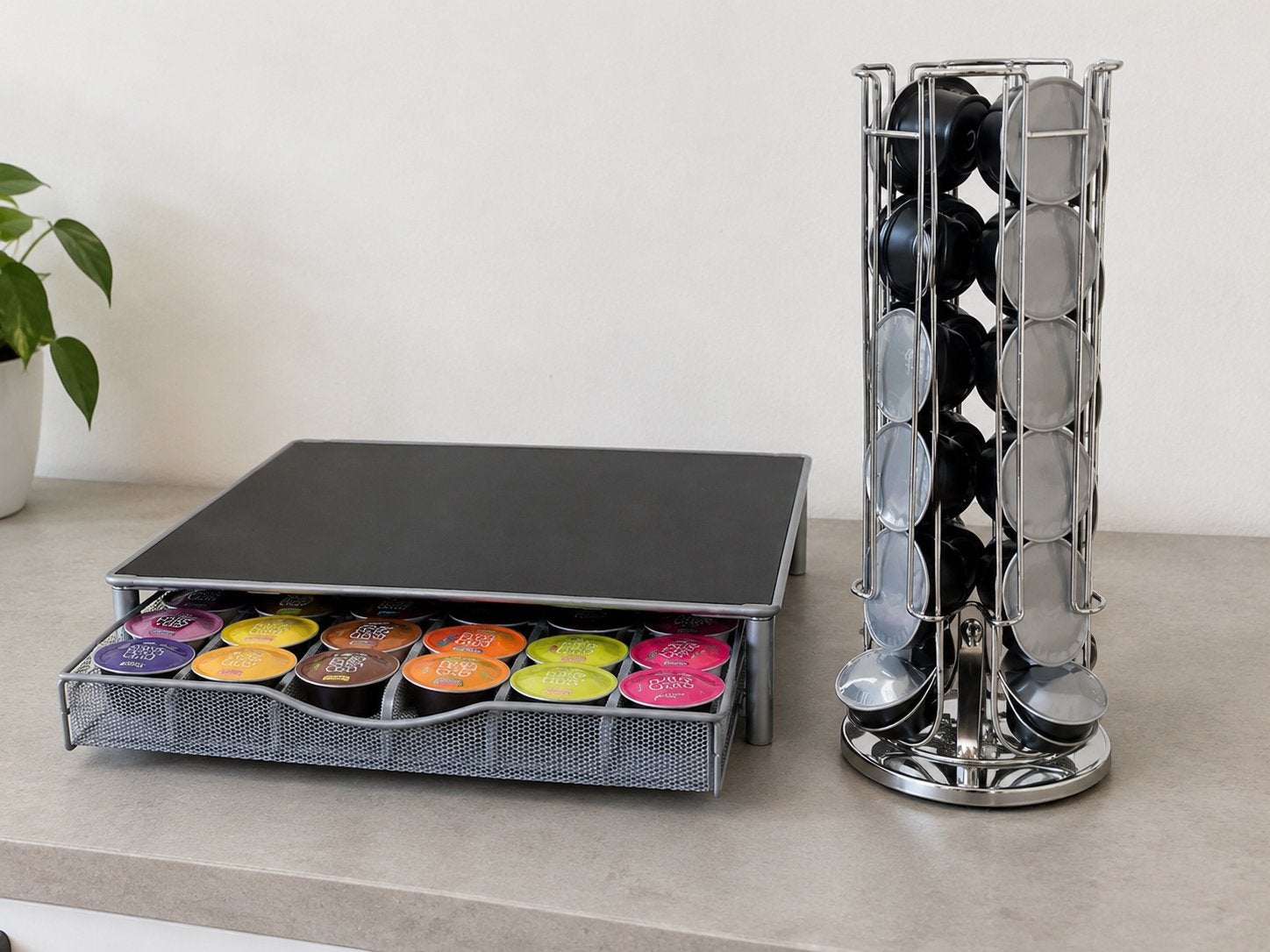 Koffiecapsulehouder Set (2 stuks) – Lade + Draaibare Houder, Ophalen of Verzenden, Nieuw, Dolce Gusto, Capsulehouder