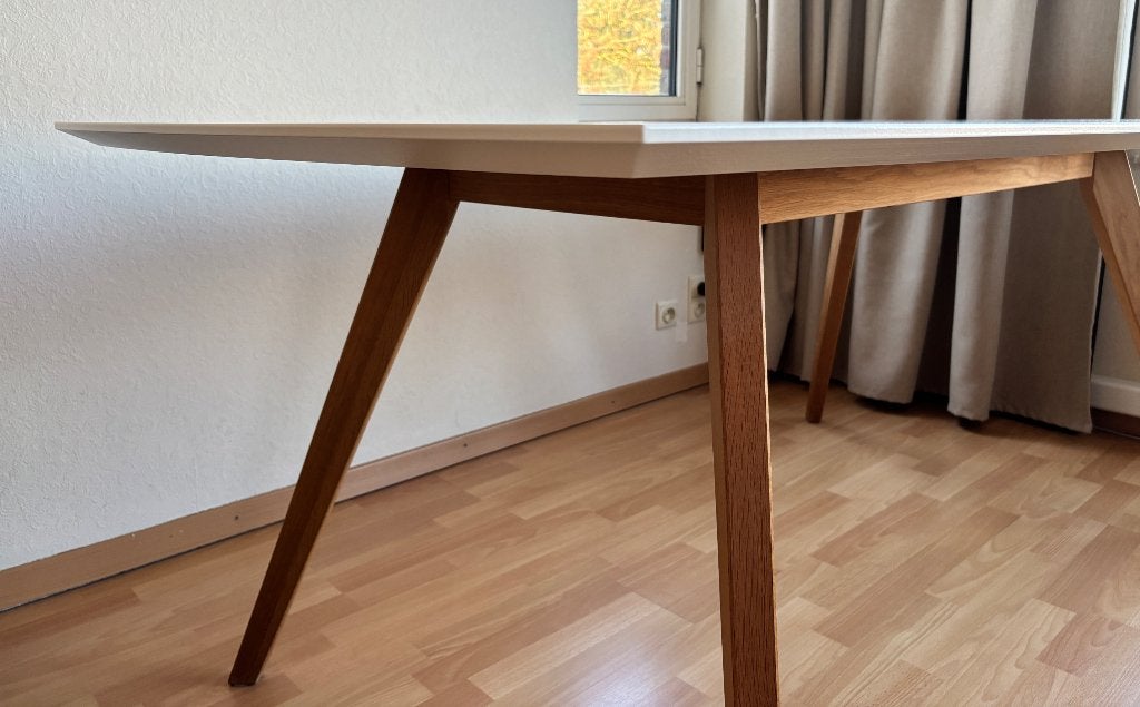 Scandinavian style houten design tafel 185x95 cm, Ophalen, Scandinavisch design, 50 tot 100 cm, Vijf personen of meer