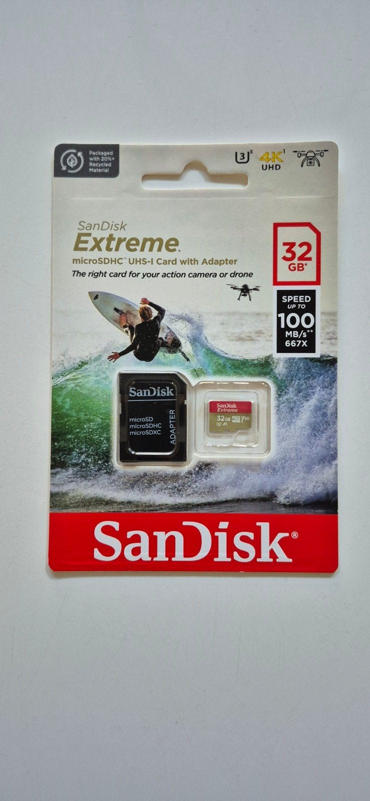 SanDisk Extreme 32GB nieuw 30st beschikbaar, TV, Hi-fi & Vidéo, Enlèvement ou Envoi, SanDisk, Résistant aux chocs, MicroSD