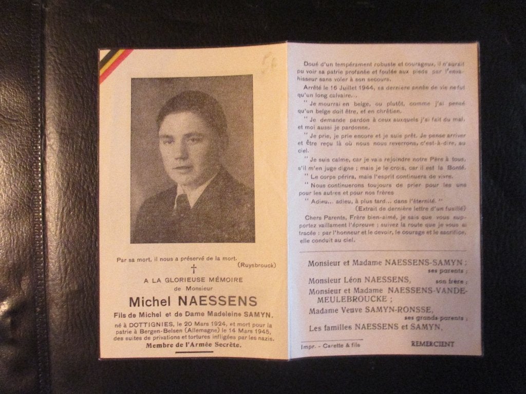 Victime de guerre (MICHEL NAESSENS) DOTTIGNIES, Collections, Envoi, Autres, Autres types