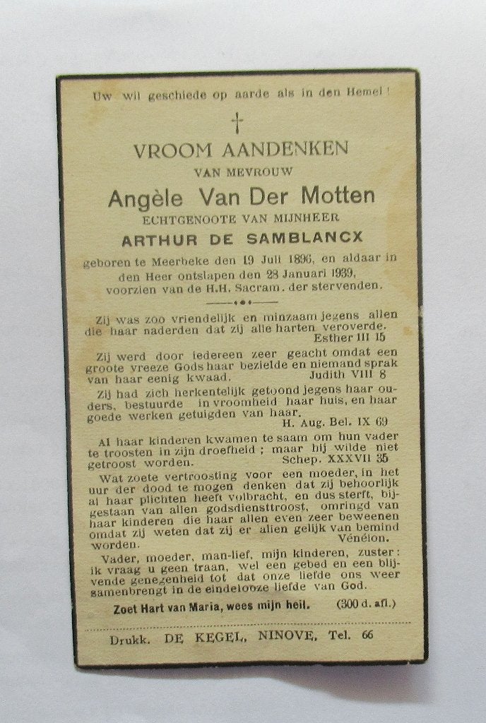 bidprentje  1939   meerbeke, Verzenden, Bidprentje