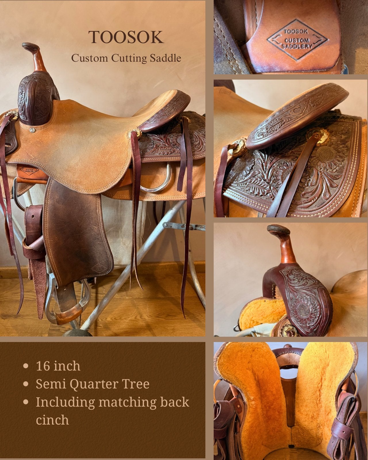 Toosok Custom Saddlery Cutting zadel, Dieren en Toebehoren, Paarden en Pony's | Zadels, Ophalen, Zo goed als nieuw, Western