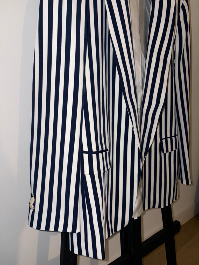 Zara gestreepte blazer wit/blauw, Kleding | Dames, Jasjes, Kostuums en Pakken, Ophalen of Verzenden, Zo goed als nieuw, Blauw