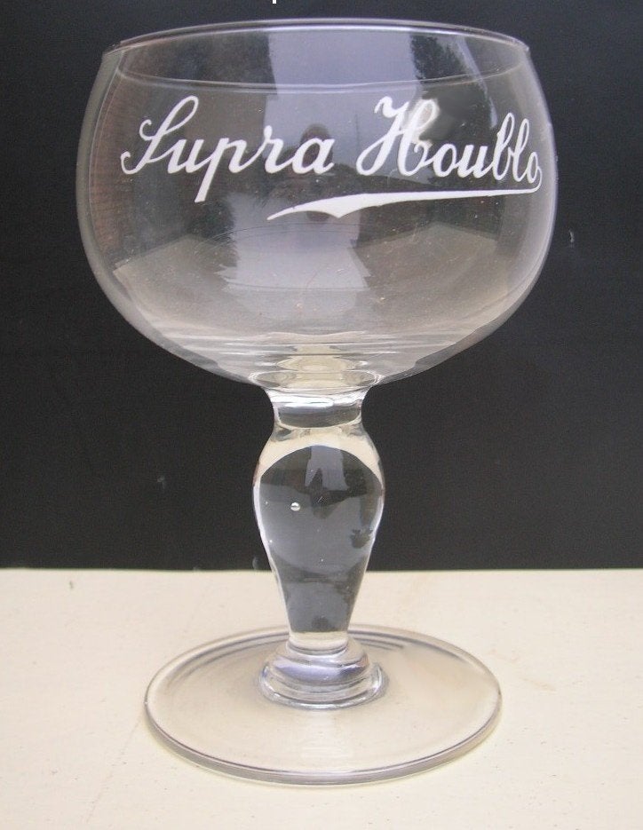 SUPRA HOUBLO Witte tekst, Verzamelen, Biermerken, Ophalen of Verzenden, Zo goed als nieuw, Glas of Glazen