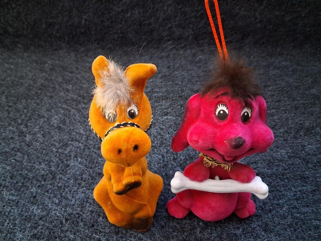 Vintage flocked figuren jaren 60, Ophalen of Verzenden, Zo goed als nieuw