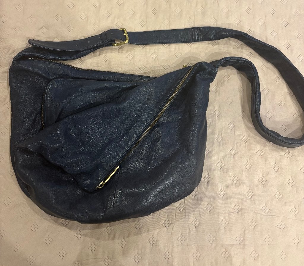 Sac à main en cuir LUPO, Handtassen en Accessoires, Tassen | Damestassen, Ophalen of Verzenden, Gebruikt, Blauw, Handtas