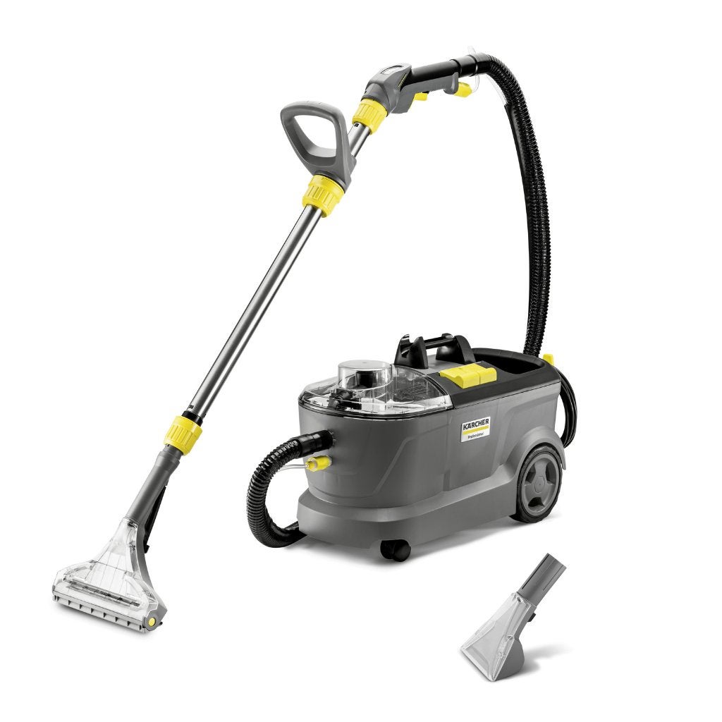TE HUUR karcher puzzi 10/1  tapijtreiniger / zetelreiniger, Ophalen, Zo goed als nieuw, Waterstofzuiger