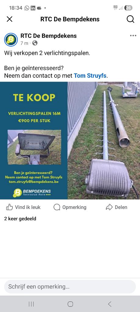 16m hoge verlichtingsmast / lantaarnpaal, Tuin en Terras, Ophalen, Zo goed als nieuw