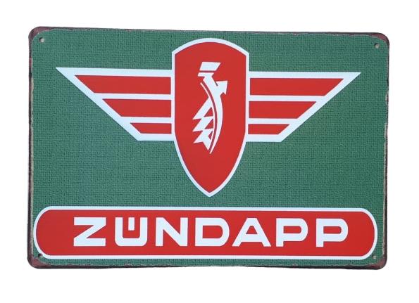 Metalen ZUNDAPP vintage look wandplaat - 20x30cm, Verzamelen, Ophalen of Verzenden, Nieuw, Reclamebord