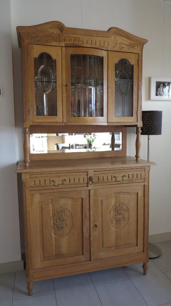 Handgemaakte Mechelse buffetkast massief eik, Huis en Inrichting, Kasten | Buffetkasten, Gebruikt, 100 tot 150 cm, 200 cm of meer