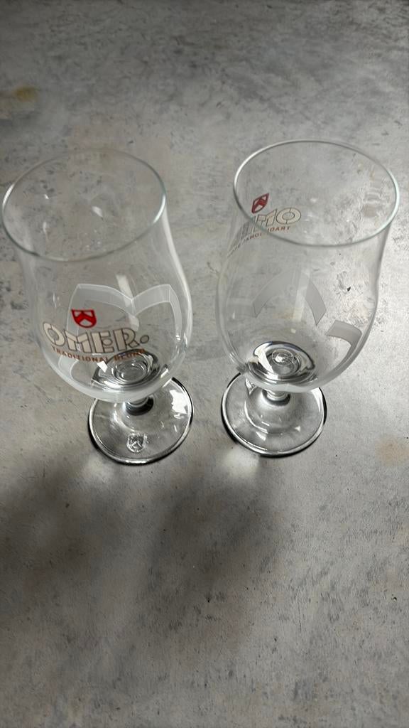 Omer glazen 2stuks, Verzamelen, Glas en Drinkglazen, Ophalen, Zo goed als nieuw, Bierglas