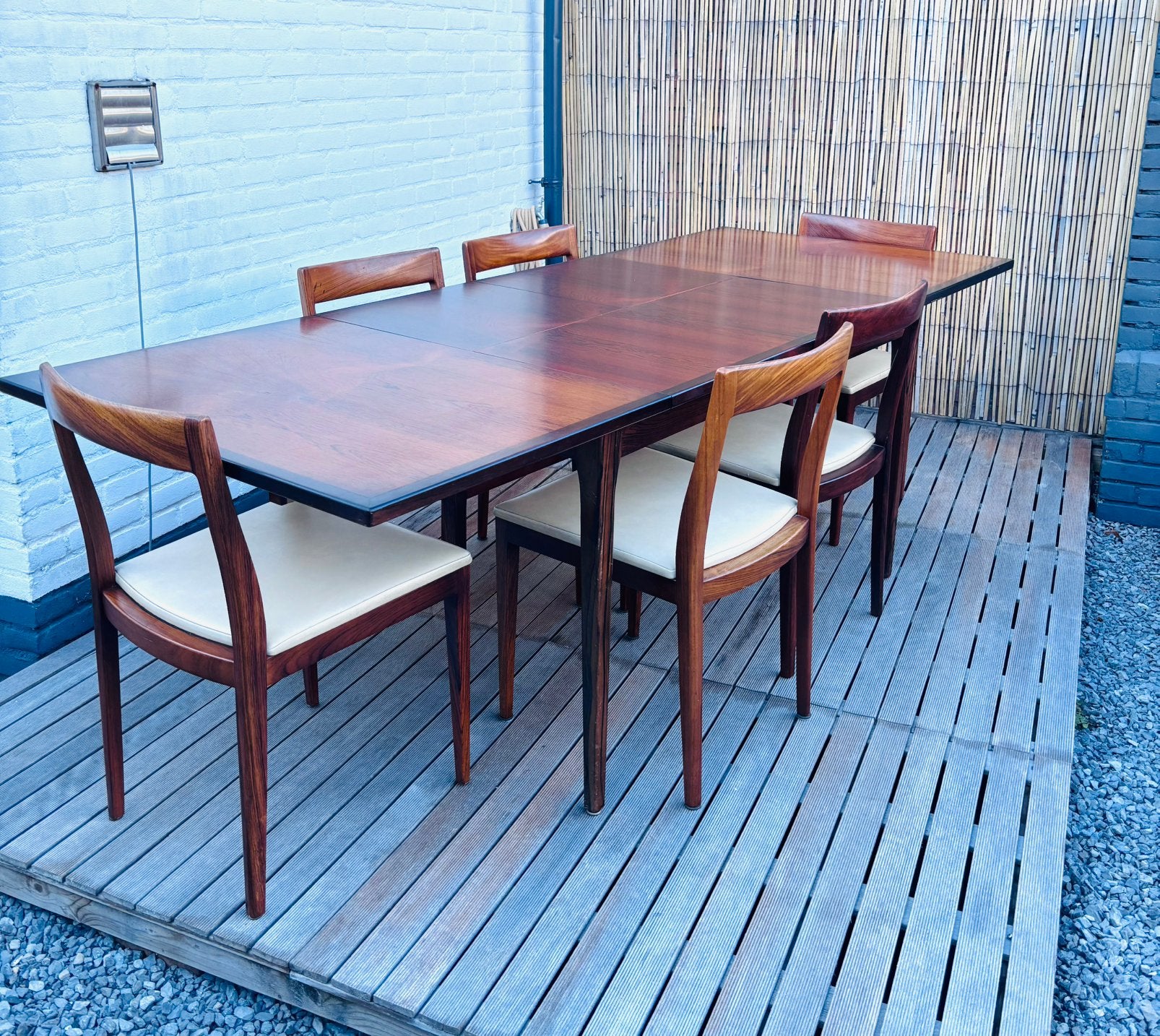 Deense Vintage Palissander Eettafel (Uitschuifbaar), Huis en Inrichting, Ophalen, Vintage, 200 cm of meer, 50 tot 100 cm