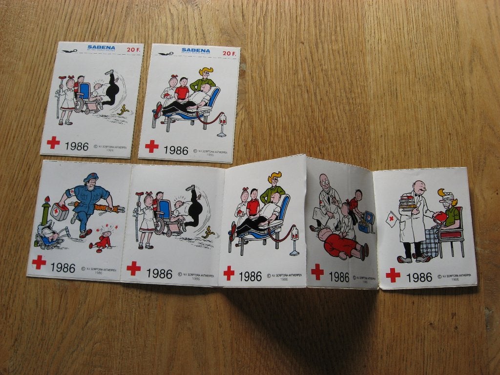 Suske en Wiske 1986 Sabena Stickers, Verzamelen, Ophalen, Suske en Wiske, Zo goed als nieuw, Plaatje, Poster of Sticker