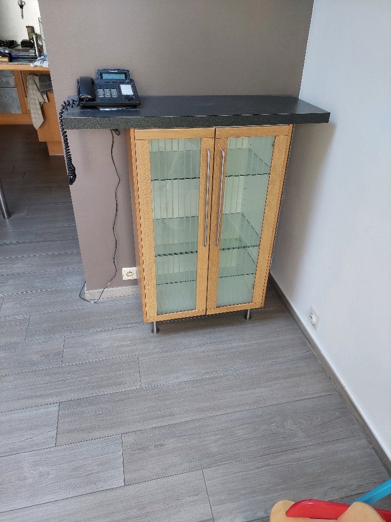 kastje 2 deurs glas, Chêne, Enlèvement, Utilisé, 50 à 100 cm