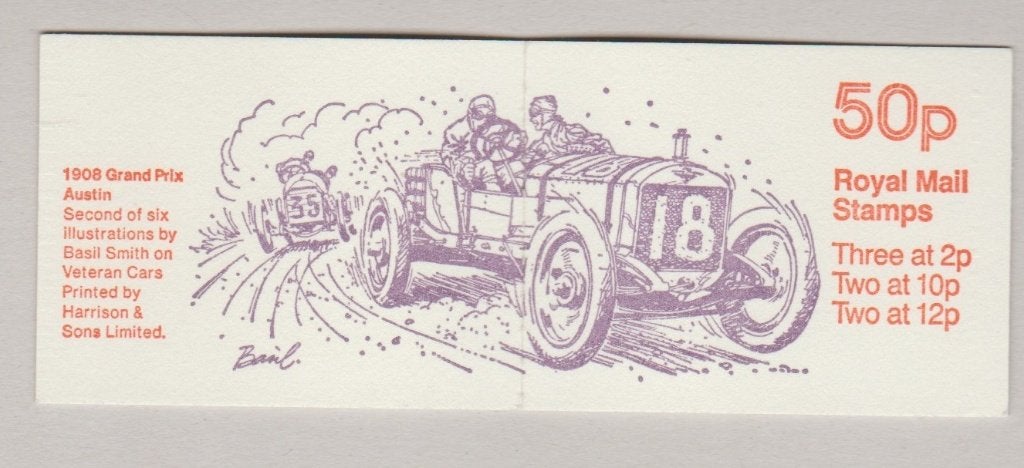 GB 1979 50p Booklet SG FB11A 1908 Grand-Prix Austin **, Verzenden, Postfris