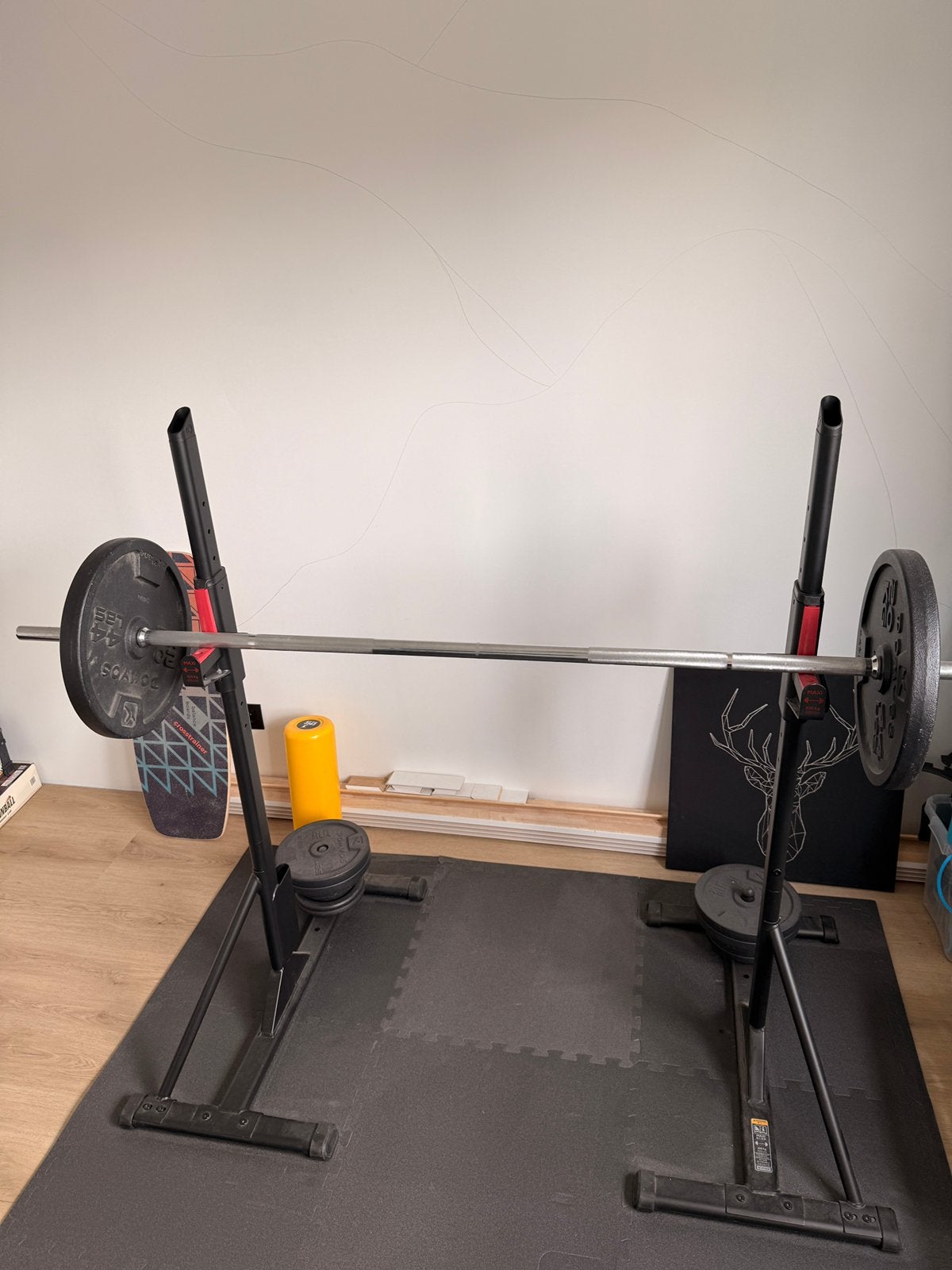 Halterrek + bar + 2x 20kg gewichten, Enlèvement, Comme neuf