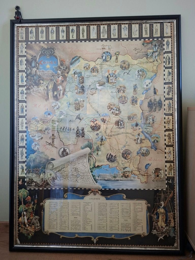 Originele Vintage Poster "Congo, Tabula Historica, Ophalen, Gebruikt, Overige onderwerpen, Met lijst
