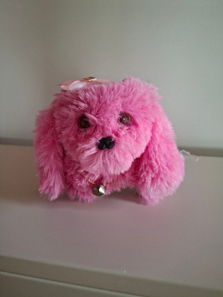 Roze  pluche hondje, Zo goed als nieuw, Roze, Klein (minder dan 20 cm), Interactief