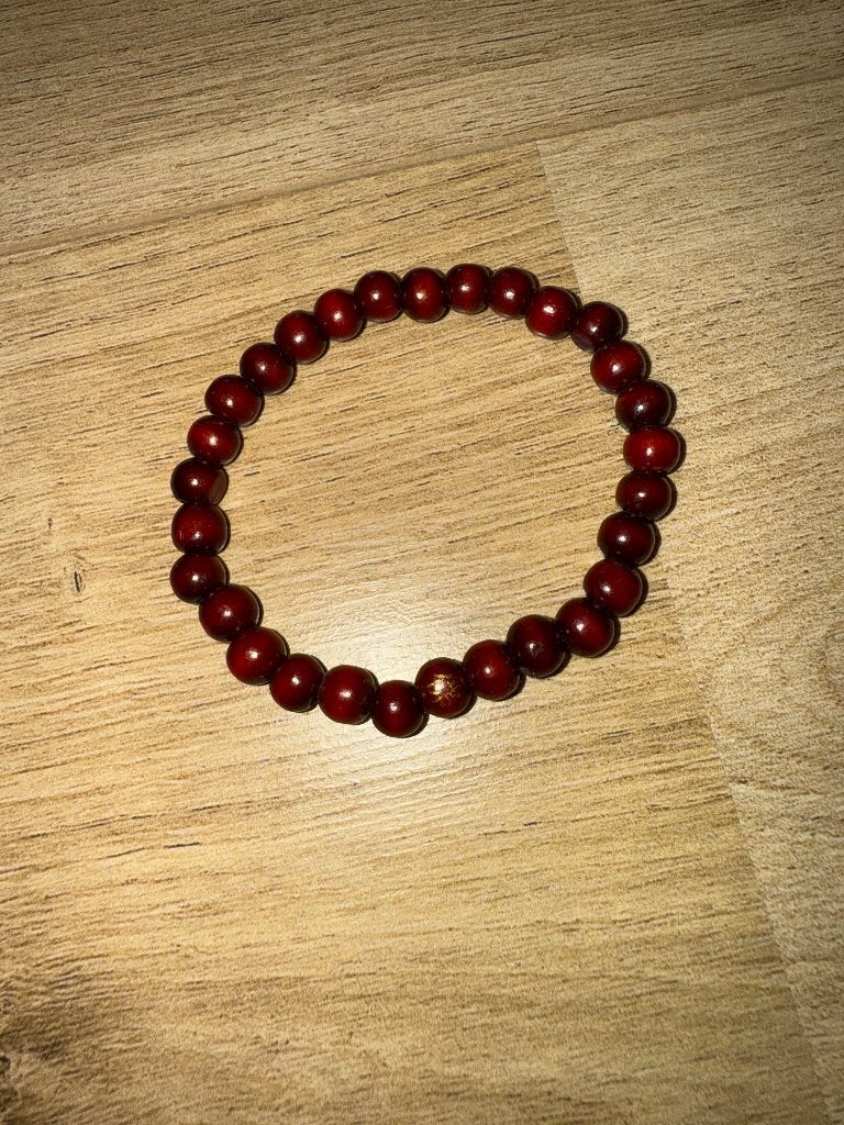 Bracelet perles bordeaux, Ophalen of Verzenden, Nieuw, Rood, Hout