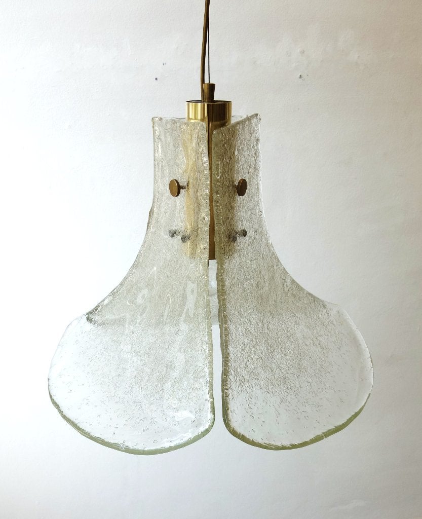 Vintage Kalmar hanglamp Murano Hollywood Regency ijsglas, Huis en Inrichting, Ophalen of Verzenden, Gebruikt, Glas, Vintage ijsglas design Mid-Century