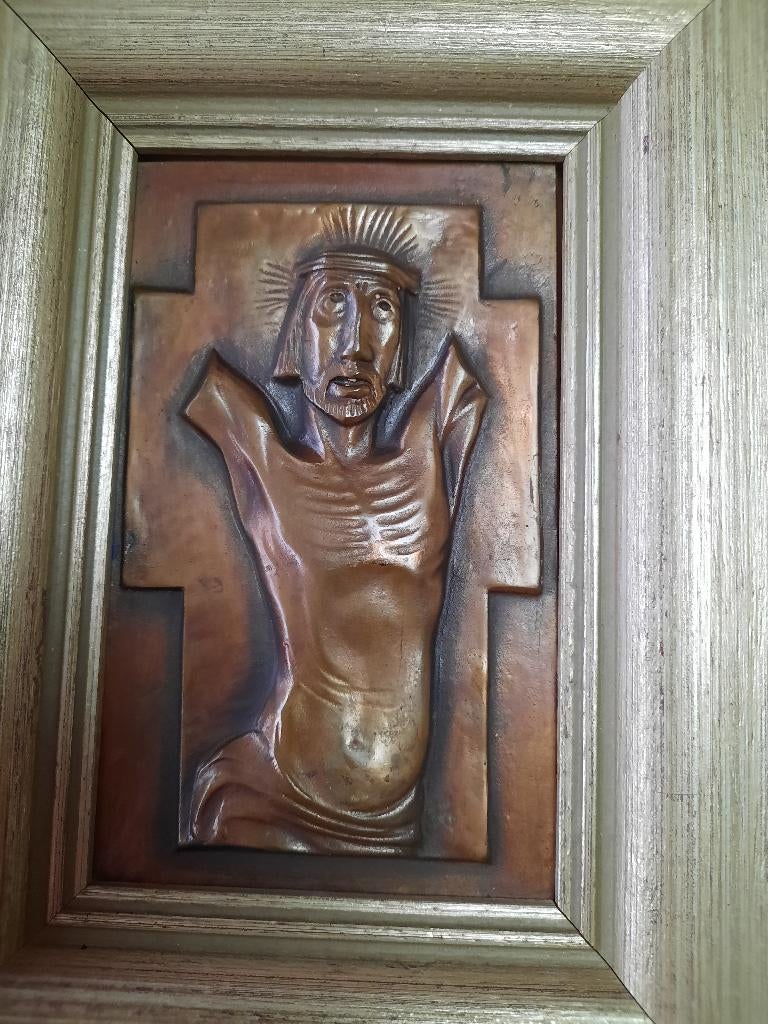 Bronzen kunstwerk, met kader, M.Tilley, Ophalen, Brons