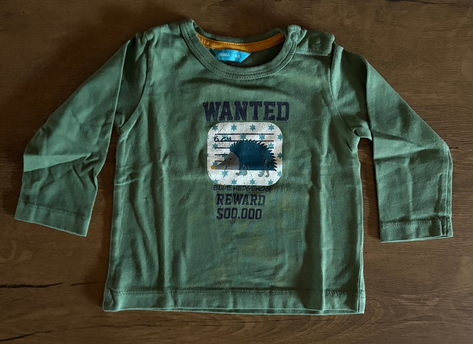 Blouse / T-shirt vert « hérisson » - 6 mois - 3€, Enlèvement ou Envoi, Comme neuf, Garçon, Chemisette ou Manches longues