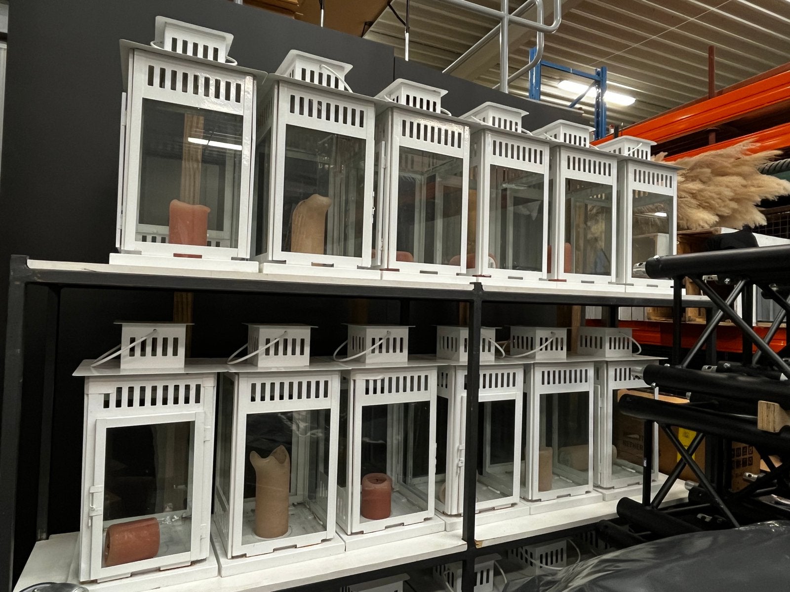 20 kaarshouders wit 30cm + gratis kaarsen, Ophalen, Wit, Glas