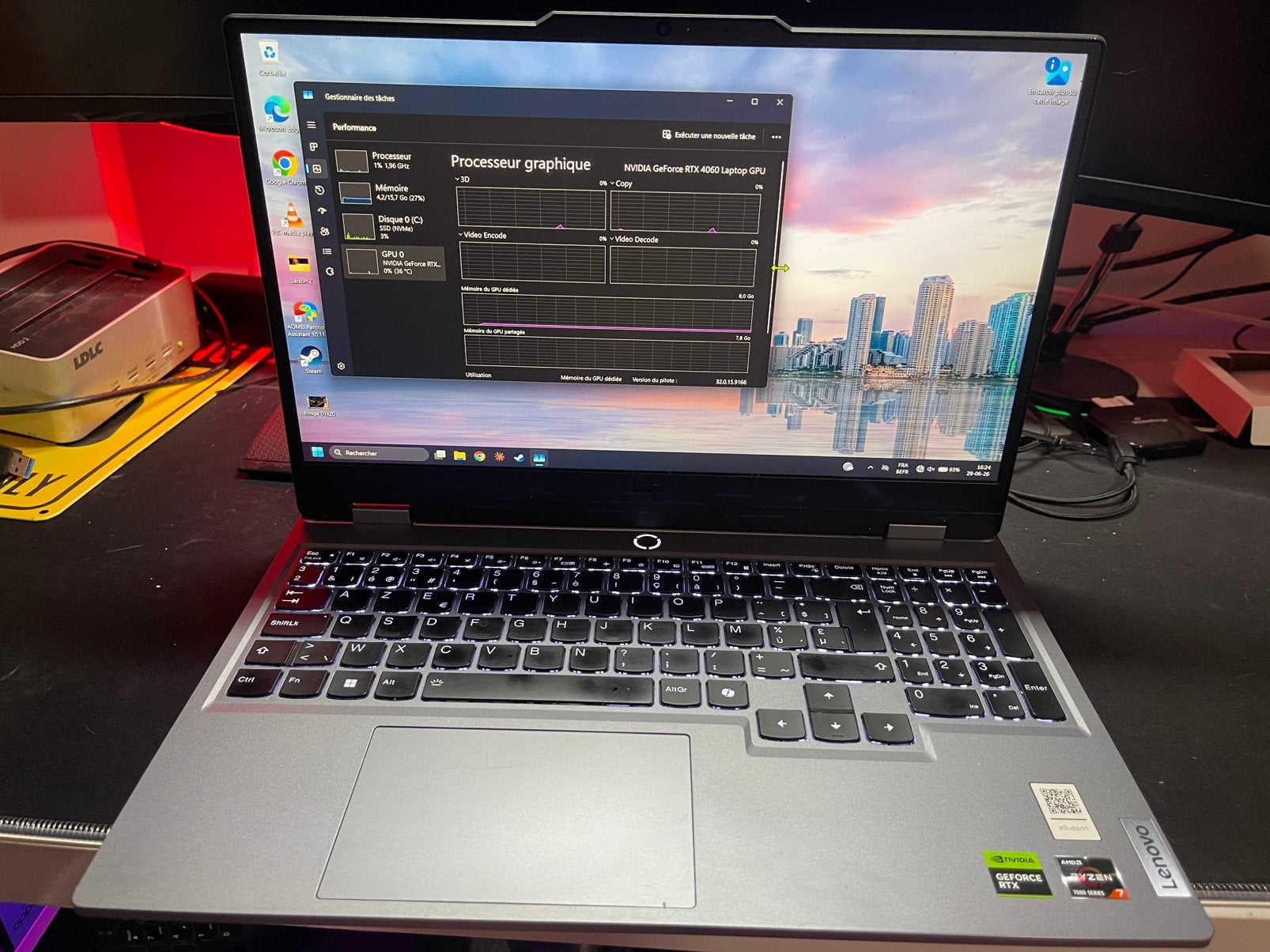 PC Portable Gaming Lenovo LOQ 15.6" (RTX 4060 / Ryzen 7, Enlèvement ou Envoi, 14 pouces, Comme neuf, 3 à 4 Ghz