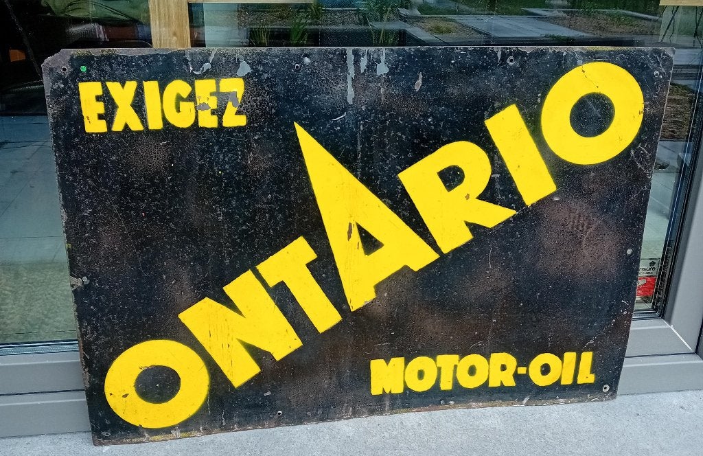 zeldzaam groot metalen reclamebord Ontario Motor Oil, Ophalen, Zo goed als nieuw, Reclamebord
