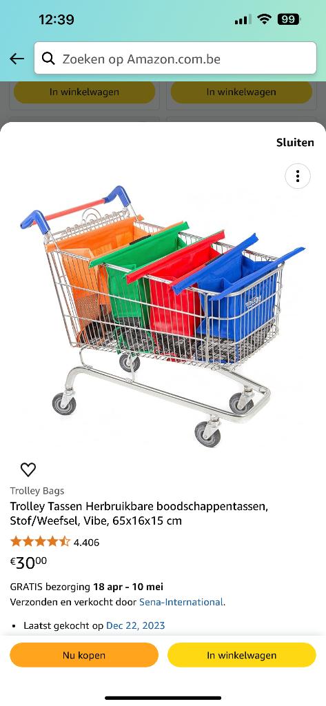 Boodschappentas sorteerder / trolleytassen, Ophalen, Zo goed als nieuw