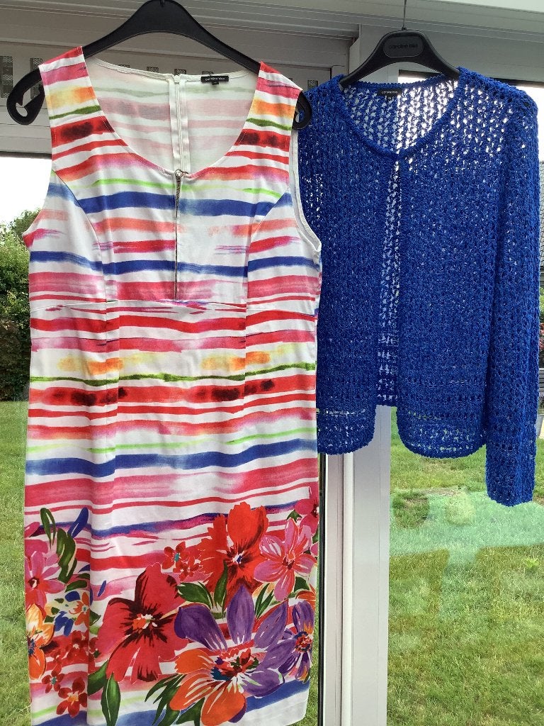 Caroline biss jurk en gilet, Maat 38/40 (M), Blauw, Ophalen of Verzenden, Zo goed als nieuw