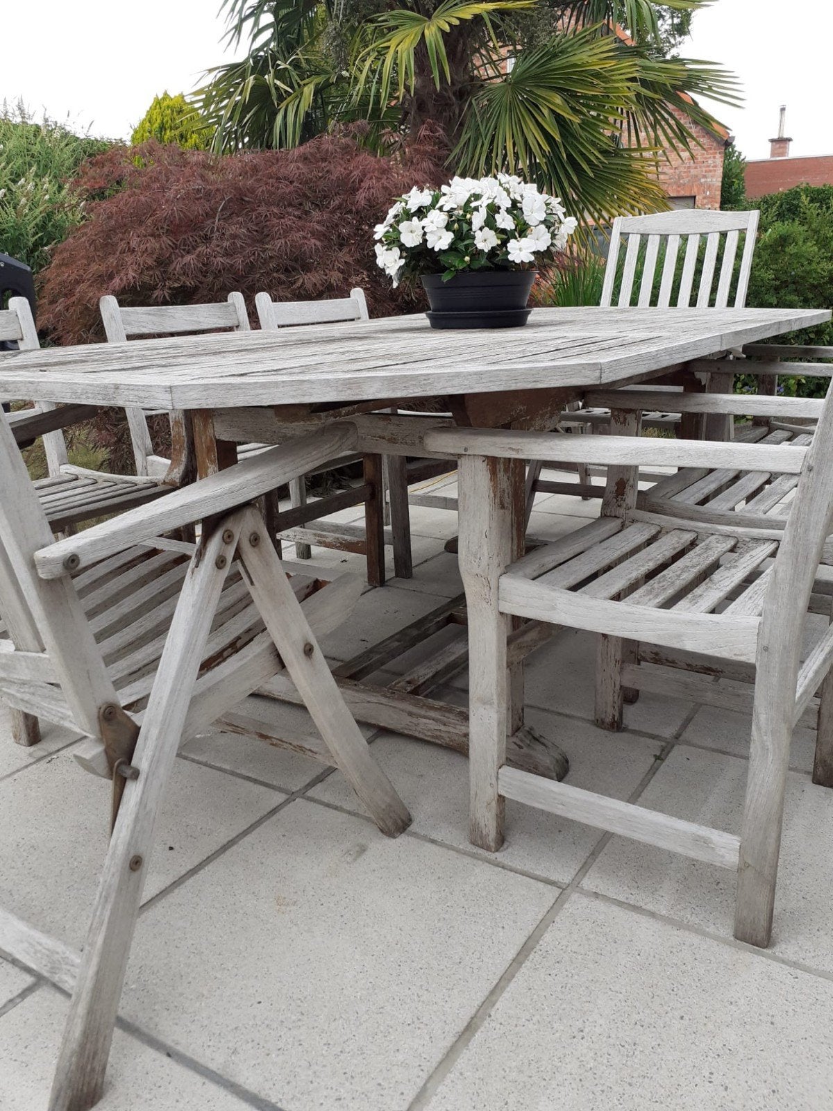 Teake tafel en stoelen, Ophalen, Teakhout, Tuinset, Eettafel