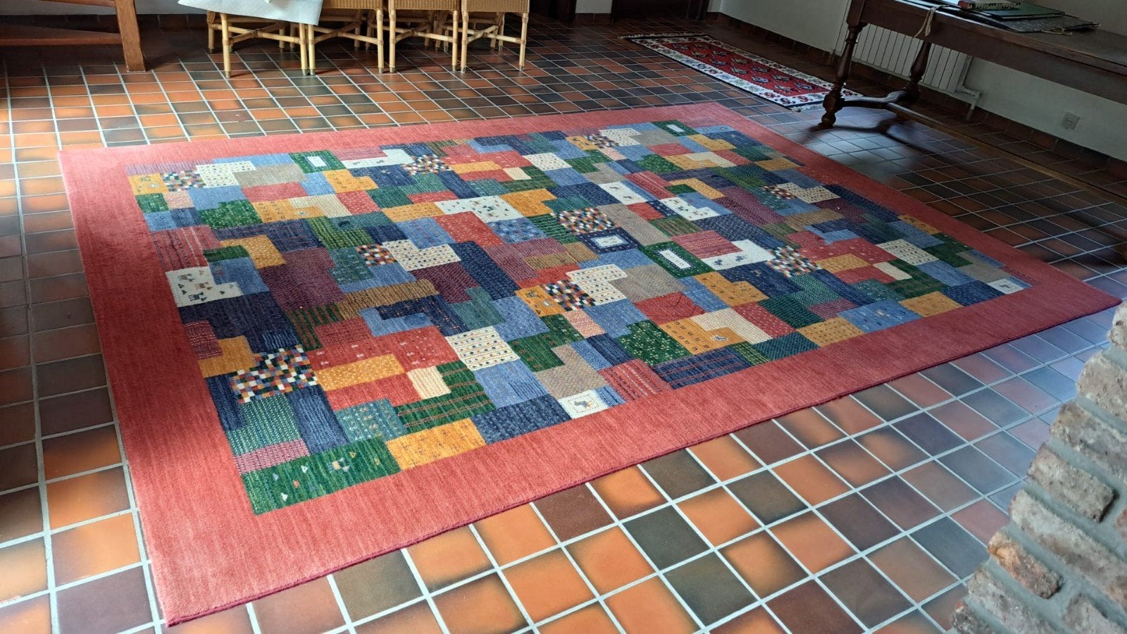 Groot design tapijt Osta Tigani (250x350 cm) – 100% sch.wol, Maison & Meubles, Bleu, 200 cm ou plus, 200 cm ou plus, Enlèvement