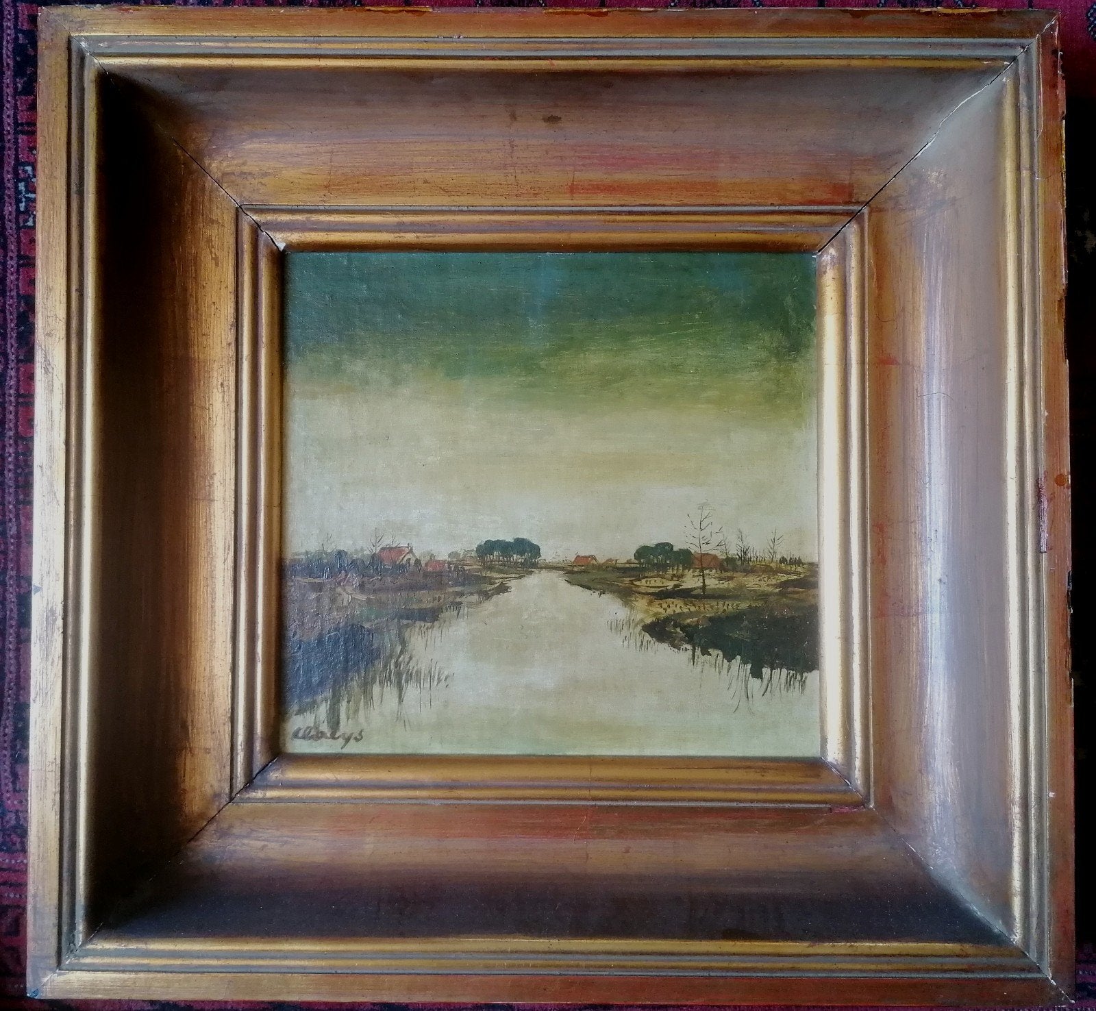 Albert Claeys (1889-1967) Leiezicht (olie/paneel), Ophalen, Olieverf, Landschap, Paneel
