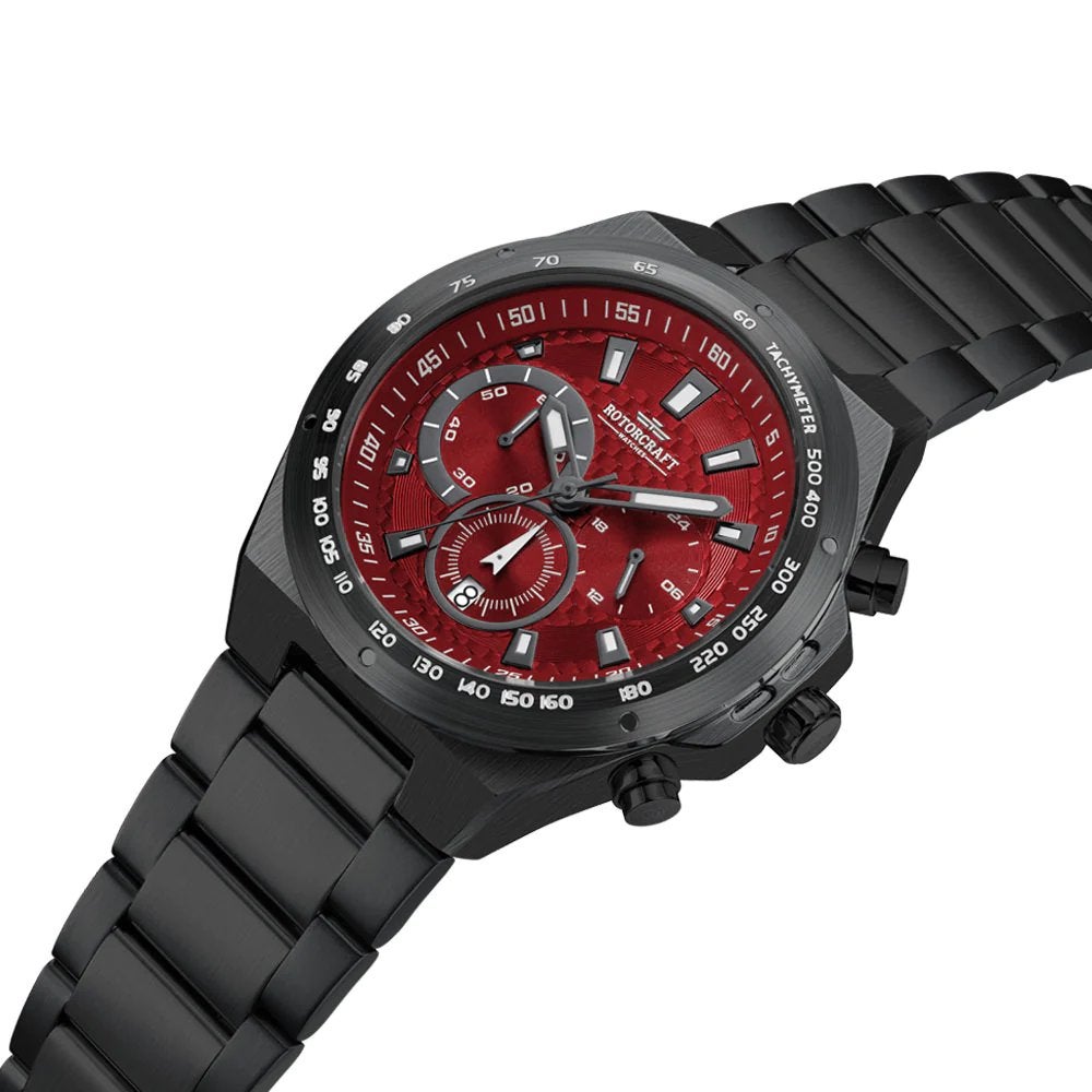 Rotorcraft Raptor RC7103 Sport Chrono Nieuw! t.w.v €509-,, Bijoux, Sacs & Beauté, Enlèvement ou Envoi, Étanche, Neuf, Noir