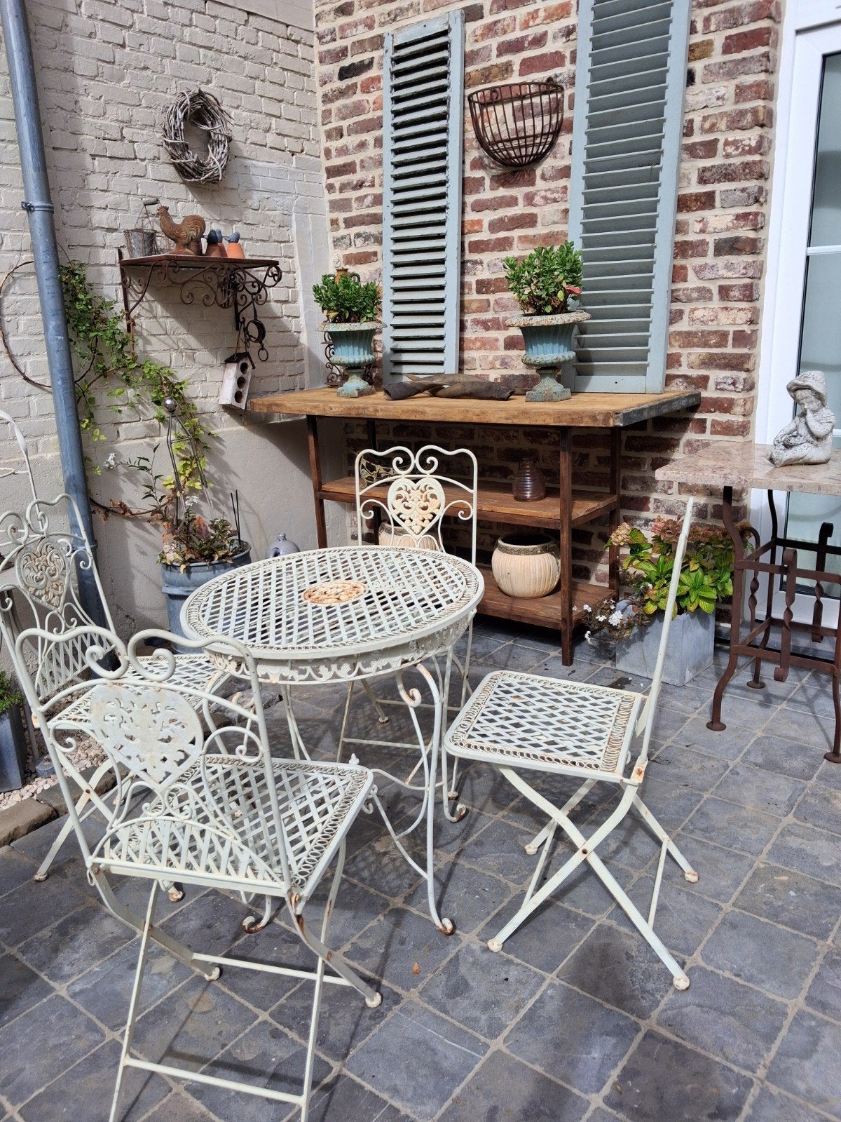magnifique ensemble de jardin en fer avec cœurs., Enlèvement, Autres matériaux, Salons de jardin