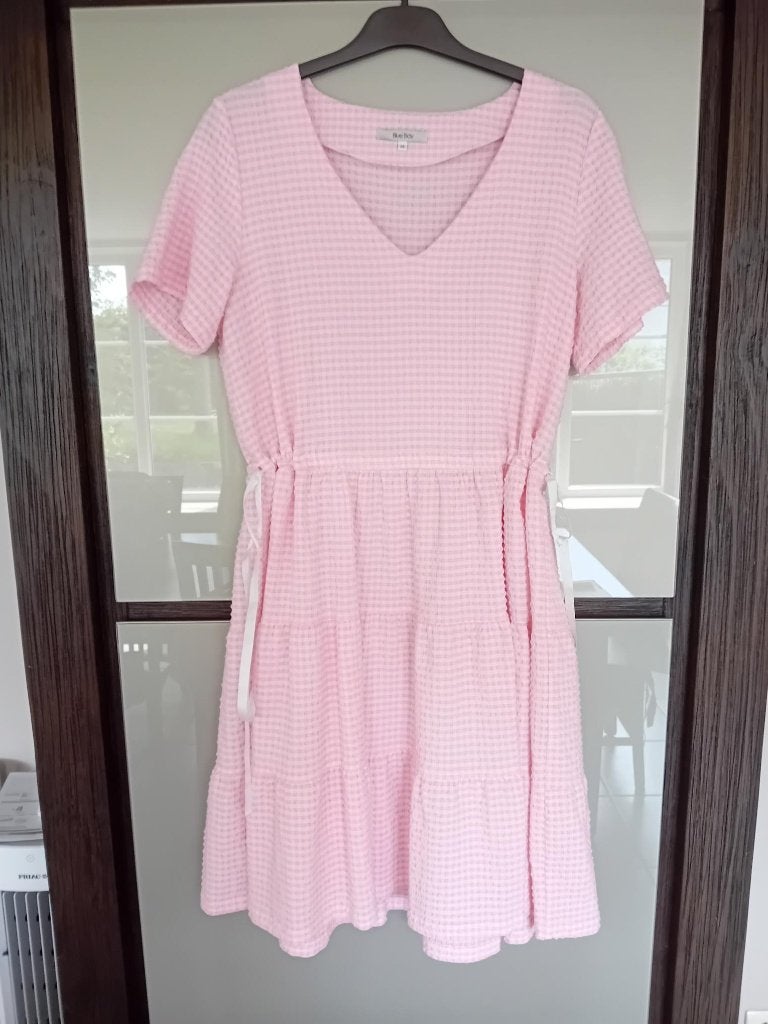 Zomerkleedje Blue Bay dames - roze en witte ruitjes, Maat 38/40 (M), Zo goed als nieuw, Knielengte, Roze
